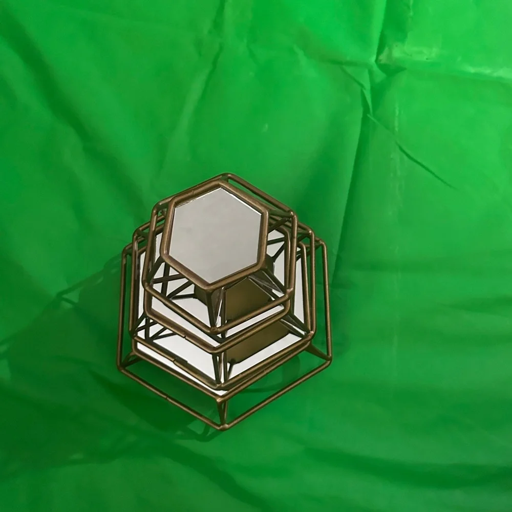 Hexagonal Gold Wall Mirror Set - Picture 7 of 7